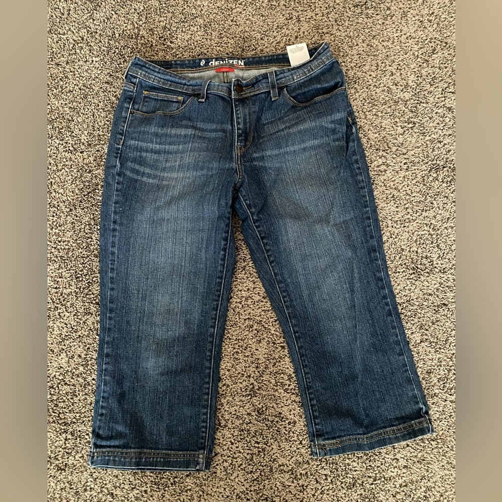 Denizen From Levis 14 Capri Jeans Stretch Blue Denim Flap Over Pockets